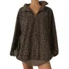 Chaqueta Retro con Cuello Alto y Estampado de Leopardo Transfronteriza Europea y Americana para Mujer, Nuevo Diseño Primavera y Otoño 2026, Sudadera de Manga Larga Holgada a la Moda