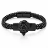 Cross-border nova cabeça de leão 8 * 4 dupla - linha de corrente pulseira de fivela magnética europeu e americano hip-hop pulseira de aço inoxidável para homens
