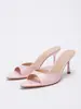 Sandalias de Tacón Alto de Punta Abierta y Punta Fina de Moda Veraniega Nueva, Exclusivas Transfronterizas Europeas y Americanas, Lujo Ligero, para Mujer
