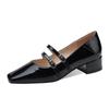 Zapatos Mary Jane Retro Franceses Plateados Suaves con Correa y Punta Cuadrada Tacón Grueso para Mujer Primavera y Otoño Zapatos de Tacón Medio Cómodos