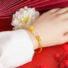 Pulsera media de Loto de Jade Dorado para mujer, joyería de temperamento, pulsera de Loto, accesorios de oro de imitación, gema sintética, suministro para combinar con todo