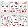 Pegatinas de Tatuaje Impermeables de Halloween, Pegatinas de Rostro de Muerte para Mascarada, Pegatinas de Tatuaje al por Mayor para Suministro Transfronterizo