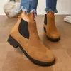 Botines Talla Grande Transfronterizos para Mujer 2026 Primavera Otoño Nuevos Botas Martin Punta Redonda Tacón Grueso Tacón Medio Elásticos Chelsea para Mujer