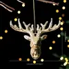Ciervo de Navidad Pequeños Adornos Colgantes de Copo de Nieve Navideño Oro Plata Exquisitos Cascabeles de Ciervo Hojas de Arce Venta al por Mayor
