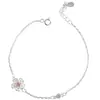 Pulsera de Flor de Zirconia Chapada en Plata 925 para Mujer, Versión Coreana, Diseño Dulce y Simple de Nicho, Mejor Amiga Estudiante, Joyería de Mano Pequeña y Fresca