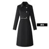 Abrigo de Lana de Longitud Media para Mujer en Azul Marino, Adecuado para Personal de Recepción de Hotel, Elegante Abrigo de Lana para Otoño e Invierno, Disponible para Compra Grupal