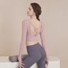 Roupa de Yoga Feminina Manga Longa 2025 Nova Bojo Fixo Slim Fitness Pilates Tops Esportivos Roupa de Treino Atacado