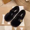 Zapatos planos peludos estilo francés para mujer, adecuados para otoño e invierno, nuevo modelo 2026 zapatos Mary Jane peludos slip-on, zapatos de algodón afelpado