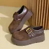 Zapatos casuales de estatura baja Songgao para mujer 2026 nuevos de primavera y otoño retro versátiles superficie suave suela gruesa que aumenta la altura mocasines zapatos de vestir