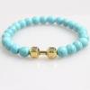 Zhou Lianfa Accesorios Transfronterizos Pulsera de Piedra Volcánica Aleación Negra Mate Mancuerna Pulsera de Energía Pulsera de Cuentas para Yoga
