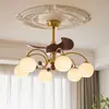 Lustre de sala de estar estilo retrô americano, luminária de quarto moderna minimalista, nova luminária de proteção ocular de espectro total estilo vintage com ventilador integrado
