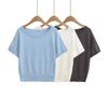 Camiseta Trendy de Celebridad de Internet Sexy con Hombros Descubiertos y Manga Corta, Dulce Chica Picante, Corte Ajustado, Versátil Top Casual