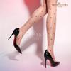Medias sin costuras Sakura 8371 con puntos de corazón aceitosos, medias largas negras de seda ultra finas y sexys para mujer, hasta la rodilla