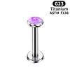 Anel de Lábio Modelo Novo G23 de Aço Titânio com Dentes Internos e Tarraxa de Osso da Orelha de Opala, Joia de Piercing de Titânio Astm F136