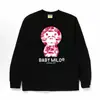 Fornecimento transfronteiriço, atacado de comércio exterior, camiseta de manga comprida da marca da moda BAPE com cabeça de macaco, top pesado de tubarão, camiseta de base 1