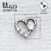 Brincos de Liga de Titânio G23 com Coração Vazado Cravejado de Zircônia, Piercings de Lábio, Brincos de Coração com Rosca Interna, Joias para Piercing