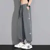 Pantalones de Hielo de Seda para Hombre, Estilo Delgado de Verano, Pantalones Deportivos Jogger, Talla Grande, Corte Holgado, Pierna Ancha, Secado Rápido, Pantalones Casuales Cortos