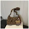 2026 Nuevo Estilo Bolso de Empanada Bolso de Hombro Único Lona Simple Lunares Estilo ins Versión Coreana Estilo Puro Deseo Estilo Coreano Bolso para Mujer