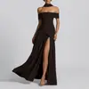 Vestido Elegante con Pliegues de Nuevo Estilo de Comercio Exterior Europeo y Americano Sexy con Abertura Alta Sexy con Lazo Top de Tubo Vestido Largo