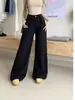 Jeans de Pierna Ancha Azul Claro para Mujer Otoño 2024 Nuevos Pantalones Rectos Sueltos de Cintura Alta para Hombres Bajos