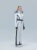 Nuevo traje de esquí de una pieza para mujer, corte ajustado, ceñido a la cintura, a prueba de viento, impermeable, cálido, conjunto de chaqueta de esquí con capucha y pantalones