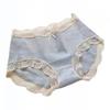 Falda azul pequeña Retro Court ~ Ropa interior básica de algodón a rayas para mujer, entrepierna de algodón transpirable de alta calidad, calzones para mujer de cintura media