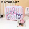 Estuche de Maquillaje de Dibujos Animados de Moda Kuromi con Espejo, Organizador Infantil y Caja de Cuero para Guardar Tarjetas