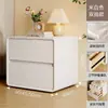 Mesa de noche moderna simple, estilo crema, almacenamiento de madera maciza, no requiere instalación, nueva mesa de noche de lujo ligero para uso en el dormitorio
