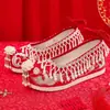 [Borla Branca Fengxiang] Sapatos de Casamento Xiuhe Originais Chineses, Sapatos de Casamento para Noiva Estilo Antigo da Dinastia Han, Sapatos Bordados