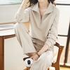 Textura Casual Estilo Occidental Sencillo Conjunto Deportivo Otoño e Invierno Nueva Moda Estilo Coreano Sudadera con Cuello Solapa y Pantalones Conjunto de Dos Piezas
