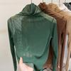 Camiseta interior de encaje con cuello alto para mujer, otoño e invierno, ropa interior nueva 2023, top de malla sexy popular pequeño europeo