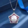2022 nuevo retro europeo y americano incrustado Aobei nácar diamante estrella color tesoro collar colgante para mujer 14 mm
