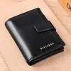 Billetera para Hombre Antirrobo Estilo Vertical Retro con Múltiples Ranuras para Tarjetas, Portadocumentos Integrado, Anti-Desmagnetización, Cartera Corta