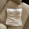 Camisola sexy y seductora de nailon de alta calidad con fruncidos para mujer, top interior de tirantes finos para verano, estilo dulce y picante, top sin mangas