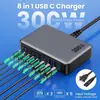 Estação de carregamento GaN de mesa 300W exclusiva da Amazon PD multi-porta carregamento rápido laptop carregador de mesa