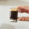 Mini Taza Mason Cuadrada con Asa Taza para Café Dividida Frasco Sellado Vidrio Transparente Botella de Embalaje para Postres y Alimentos