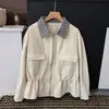 2026 Nova Moda Estilo Coreano Gola Lapela Manga Longa Jaqueta Feminina Solta Emagrecedora Versátil Top Outono Jaqueta com Zíper Feminina