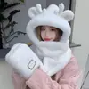 Sombrero para Mujer 2026 Invierno Nuevo Estilo Orejas de Conejo Lindas Bufanda y Guantes de Felpa Todo en Uno Caliente Protección para Orejas Calentador de Cuello