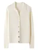 Suéter de Cashmere Feminino 100% Cashmere Puro Outono e Inverno Novo Gola Polo Cardigan Manga Longa Jaqueta Quente Top com Fechamento