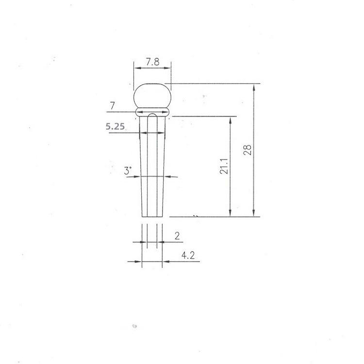 H-16玫瑰木弦钉尺寸图 卡口5.25mm