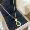 Novo colar de cabaça verde esmeralda imitação estilo chinês, corrente de clavícula luxo leve minimalista chinês moderno, acessório requintado e versátil