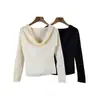 Camiseta Sexy de Manga Larga con Cuello Swing Pure Lust para Mujer Nuevo Estilo Otoño e Invierno 2025 Top Delgado que Adelgaza la Cintura