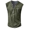 Chaleco casual deportivo sin mangas para hombre de verano nuevo europeo y americano con tapeta abierta de siete botones y estampado digital desgastado