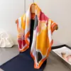 Bufanda de Seda Estampada de Alto Nivel Versátil con Bloques de Color, Pañuelo Cuadrado de Seda Sintética, Chal, Bufanda Versátil para el Cuello, Pañuelo Cuadrado Pequeño, Pañuelo para la Cabeza, Bufanda para Mujer