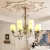 Araña de cristal de cobre puro, luz principal para sala de estar, estilo francés de mediados de siglo, lujo ligero, estilo retro americano de alta gama, 6 lámparas nuevas, otros
