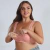 Sutiã de Renda Cruzada Novo Estilo com Aro Frontal para Mulheres de Meia-Idade e Idosas, Estilo Camiseta, Estampado, Tamanho Plus