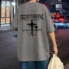 Camiseta de Manga Corta para Hombre, Marca de Moda, Ajuste Holgado de Verano, Manga de Tres Cuartos, Nuevo Estilo 2025, Moda de Celebridad de Internet, Top Sencillo Estampado
