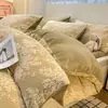 Novo Conjunto de Quatro Peças de Plush com Relevo 3D de Alta Gramatura Leite Fleece Outono e Inverno Espesso Quente Roupa de Cama para Casa