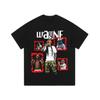 Hip hop retrô angustiado rapper de pescoço redondo camiseta masculina e feminina europeia e americana de moda de rua marca de moda transfronteiriça