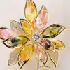 Joyería de Lujo Marca de Alta Gama Zircón de Color Broche Flor Corsage Doble Uso Ropa de Traje Pin de Flor